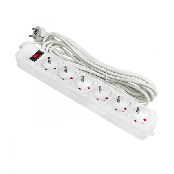 EKF PROxima Сетевой фильтр 6*5м 10А/2,2кВт с выкл. c/з ПВС 3х0,75 Блокбастер