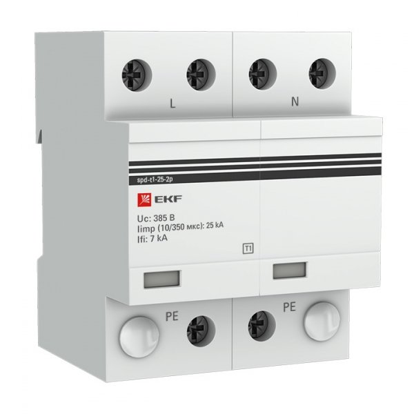 EKF PROxima Устройство защиты от импульсных перенапряжений Тип 1 Iimp 25kA (10/350?s) 2P spd-t1-25-2p