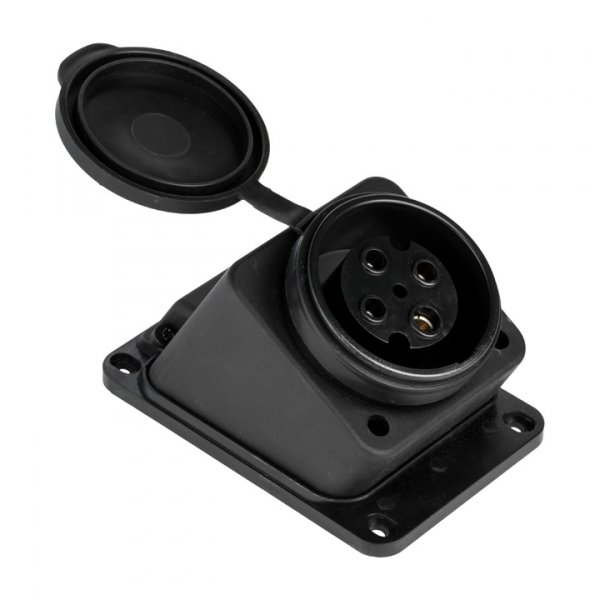 EKF Basic Розетка настенная с защитной крышкой каучуковая наклонная 380В 3P+PE 32A IP44 RPS-023-32-380-44