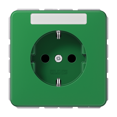 JUNG Штепсельная розетка SCHUKO 16A 250V~ с защитой от детей и полем для надписи, зеленая CD1520BFKINAGN