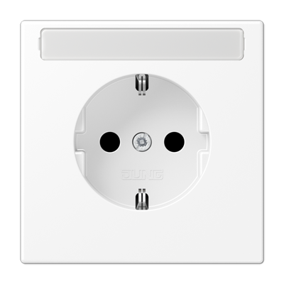 JUNG LS 990 Белый матовый Розетка с полем для надписи, SCHUKO LS1520NAWWM