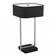 Eglo 39969 Настольная лампа SAVAZZA, 2x40W, E27, L290, B290, H535, основание: B180, T180, сталь, черный, серебряный/текстиль, пластик, черный, белый