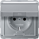 Купить SE Merten Aquadesign Алюминий Розетка Schuko с крышкой и полем для надписи (MTN2312-7260)