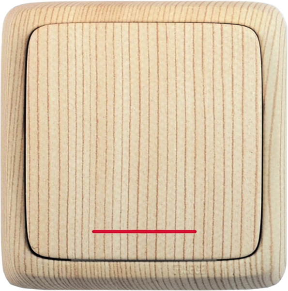 Hegel Альфа наруж Сосна ВА10-114-02 Выключатель 1-клавишный с индикацией, с изол. пластиной