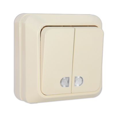 UNIVersal "Олимп" Выключатель "слоновая кость" 2 кл. с подсветкой Б-О0123