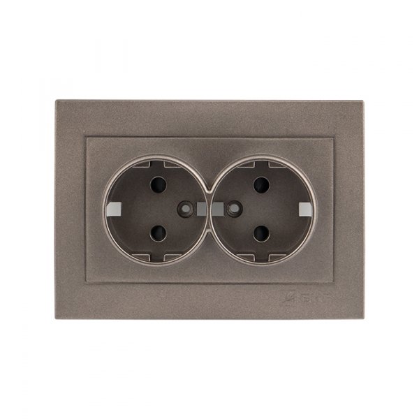 EKF PROxima Валенсия лицевая панель розетки 2-местной с/з 16А графит с защ. штор.