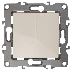 ЭРА 12-1004-02 Выключатель двойной, 10АХ-250В, IP20, без м.лапок, 12, Слоновая кость