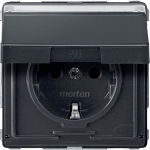 Купить SE Merten Aquadesign Антрацит Розетка Schuko с крышкой и полем для надписи (MTN2312-7214)