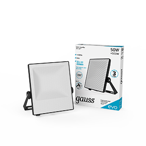 Gauss Прожектор EVO 50W 4500lm 6500K 100-240V IP65 черный LED 687511350