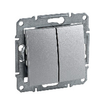 Купить SE Sedna Алюминий Выключатель 2-клавишный 10А, IP44 (сх.5) SDN0300460