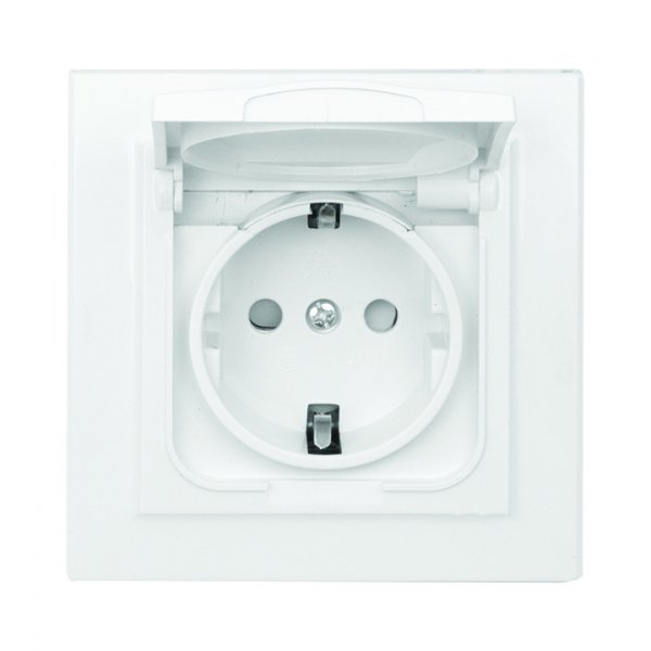 EKF Basic Минск Белый Розетка , с/з, со шторками и крышкой, 16А, IP44, СП