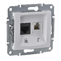 Купить SE Sedna Бел Розетка 2-ая ТЛФ + компьютерная кат.6 UTP (RJ11+RJ45) SDN5200121