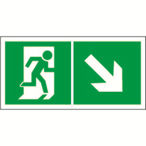 Белый свет Знак безопасности PS-50206.E36"Напр. к эвакуационному выходу направо вниз" a18215