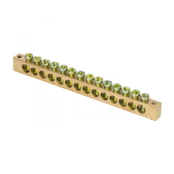 EKF PROxima Шина PEN "ноль-земля" (8х12мм) 14 отверстий латунь крепеж по краям розничный стикер