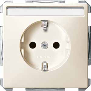 Купить SE Merten SD QuickFlex Беж Механизм розетки (с накладкой) с/з с защитными шторками, с полем для надписи MTN2302-4044