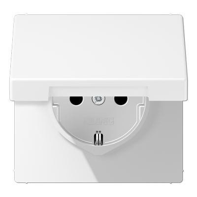 JUNG Штепсельная розетка SCHUKO 16A, 250V~  с защитой от детей и крышкой, белоснежный матовый LS1521KIKLWWM