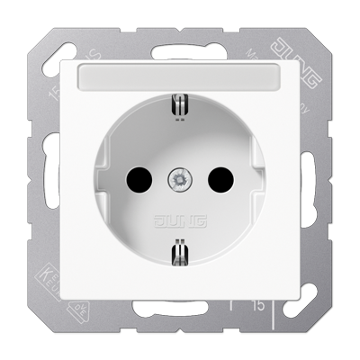 JUNG Штепсельная розетка SCHUKO 16A 250V~ с защитой от детей с полем для надписи термопласт белая A1520BFKINAWW