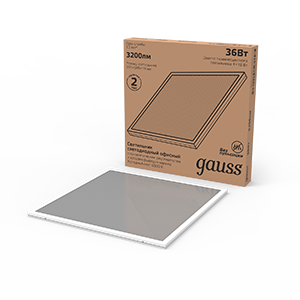 Gauss Светильник светодиодный IP20 595*595*19мм 36W 2950lm 6500K офисный призматический с выведеным кабелем 842123327