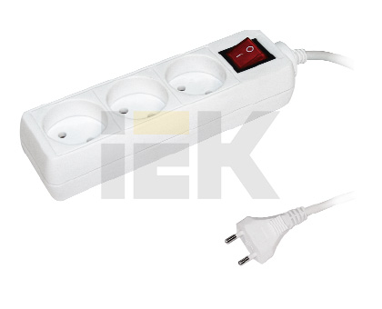 Купить IEK Удлинитель У3К-выкл. 3 места 2Р/5метров 2х0.75мм2 10А/250