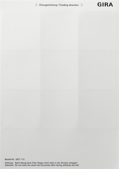 Gira Листы для надписей 69x67 мм 2871112