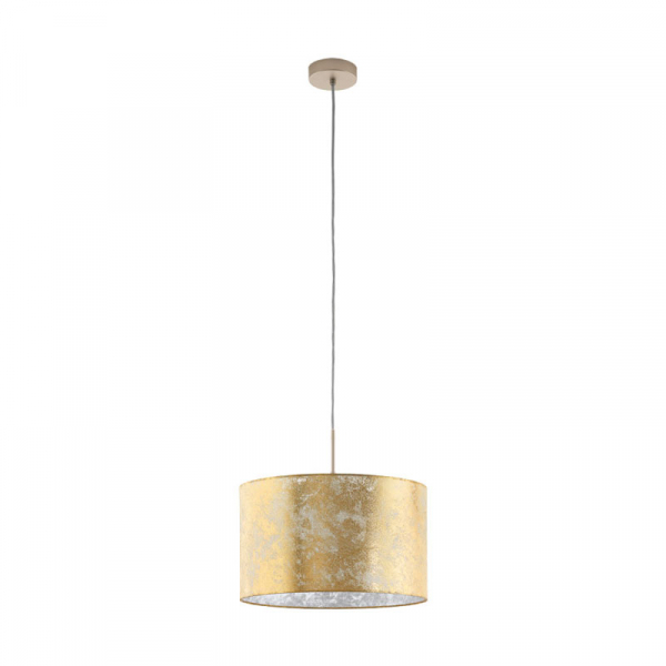 Eglo 97643 Подвес VISERBELLA, 1х60W (E27), 380, H1100, cталь, шампань / текстиль, золотой