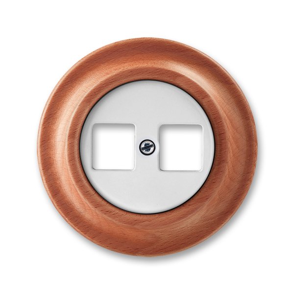 ABB Decento Белый фарфор/Натуральное дерево "Вишня" Накладка с суппортом для информационных разъёмов 2CHK291018C4052