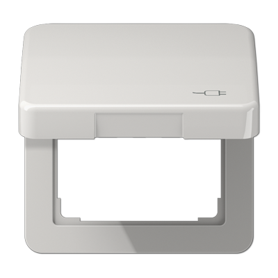 JUNG Рамка с подпружиненной крышкой для механизмов 50*50, с символом "Вилка", светло-серый CD590KLSOCLG