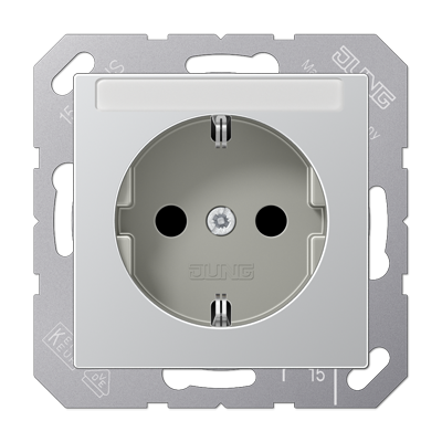 JUNG Розетка SCHUKO® 16A 250V с полем для надписи термопласт алюминий A1520BFNAAL