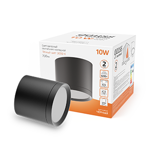 Gauss Светильник Overhead накл цил 10W 700lm 3000K 170-240V IP20 88*75мм черный с расс LED HD016