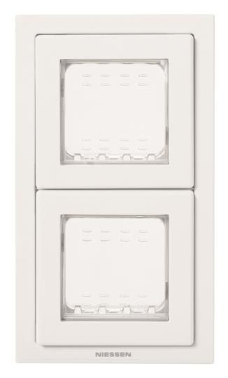 ABB Zenit Рамка монтажная 2-постовая, 2-модульная, рамка+набор монтажный IP55, FM, белый 2CLA327200N1101