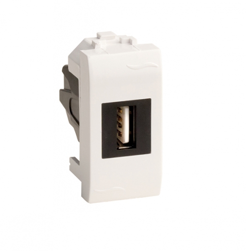 DKC USB 2.0 розетка, Brava, белая, 1 мод.