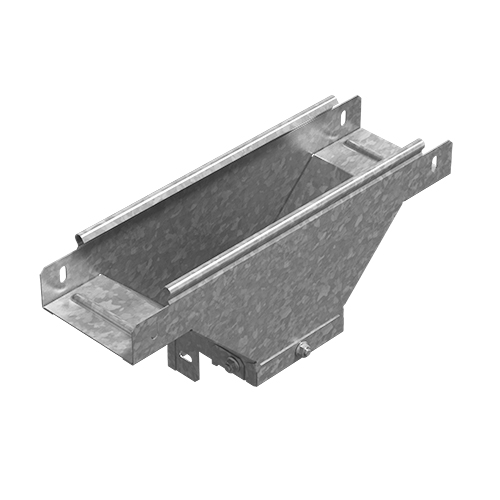 OSTEC Ответвитель Т-образный вертикальный боковой к лотку 300х100, толщ. 1,0 мм, Сендзимир цинк
