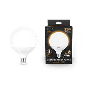 Gauss Лампа G125 22W 1800lm 3000K E27 LED 105102122