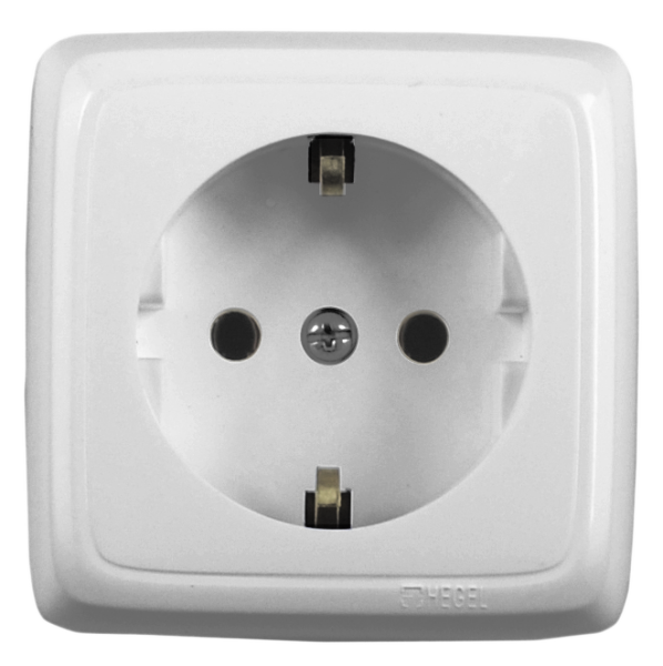 Hegel Альфа наруж Белая РА16-115 Розетка с/з, с монт. пластиной