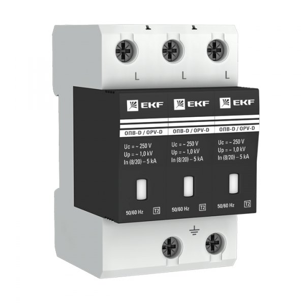 EKF PROxima Ограничитель импульсных напряжений ОПВ-D/3P In 5кА 230В с сигн.