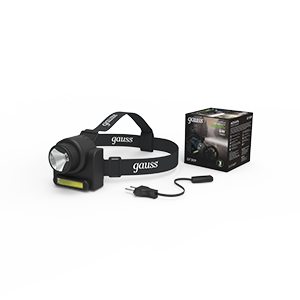 Gauss Фонарь налобный модель GFL309 6W 180lm Lead acid 800mAh LED 1/12/72 GF309