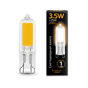Gauss Лампа G9 AC220-240V 3.5W 240lm 3000K стекло LED 107809103