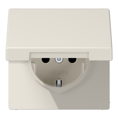 JUNG Штепсельная розетка SCHUKO 16A, 250V~  с крышкой, слоновая кость LS1521KL