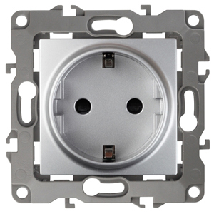 ЭРА 12-2001-03 Розетка 2P+E Schuko, 16A-250В, IP20, без м.лапок, 12, Алюминий