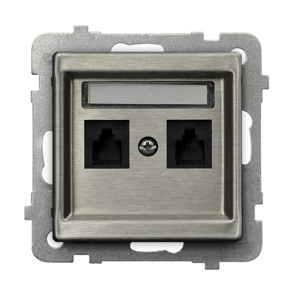 Ospel Sonata Сталь Розетка 2-я телефонная, промежуточная без рамки GPT-2RMN/m/37