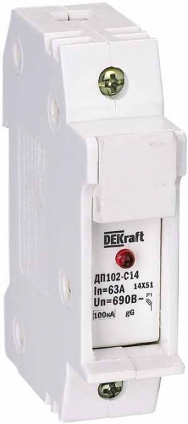 Dekraft Держатель предохр. типа C14 со светодиодной индикаторной лампой ДП102-С14-1P