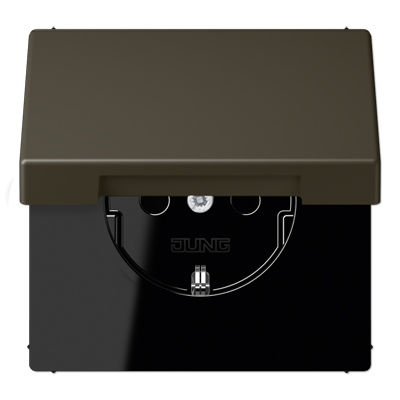 JUNG LS 990 Ombre naturelle 31(32140) Розетка с/з с защитными шторками с крышкой безвинт. зажим LC1520KIKL32140