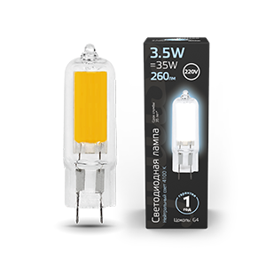 Gauss Лампа G4 AC220-240V 3.5W 260lm 4100K стекло LED 107807203