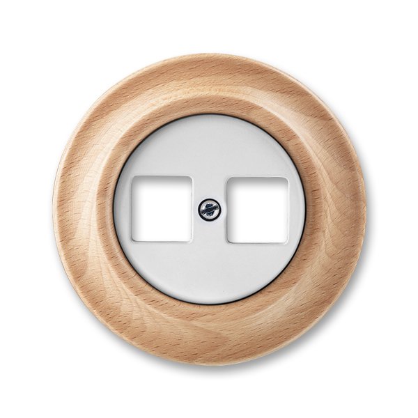 ABB Decento Белый фарфор/Натуральное дерево "Бук" Накладка с суппортом для информационных разъёмов 2CHK291018C4050