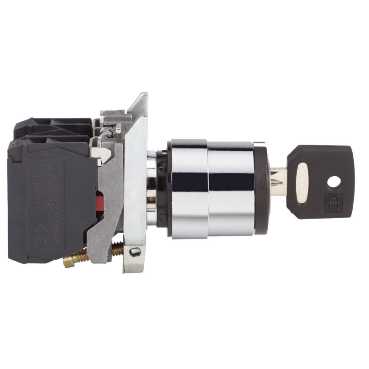 Купить SE XB4 Переключатель с фиксацией 1-0-2 с ключом чёрный 2НО фиксация ключом в 3-х положениях XB4BG03