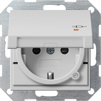 Gira Вставка розетки с крышкой, с затвором (shutter) и символом  и контрольным светодиодным индикатором 2763015