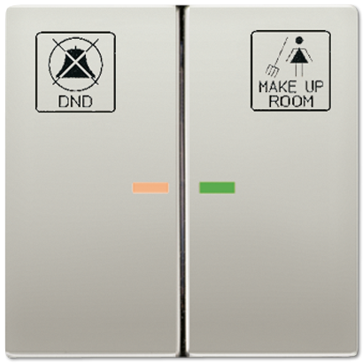 JUNG LS 990 Edelstahl Клавиша 2-ая с красной и зелёной линзами, с символами DND и Make up room ES2995KO5-641
