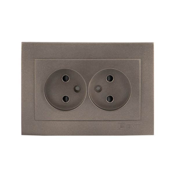EKF PROxima Валенсия лицевая панель розетка 2-местной б/з 10А графит с защ. штор.