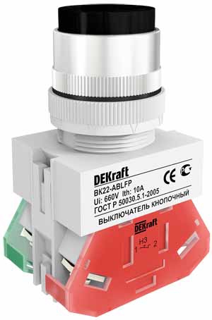 Купить Dekraft Выключатель кноп. ABLFP D22 ЧЕРНЫЙ 220В ВK-22