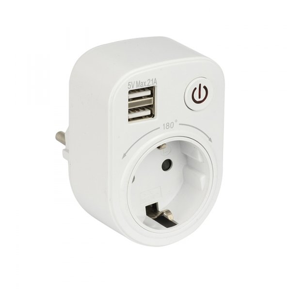 EKF PROxima Розеточный блок SB-01 (розетка 2P+E 16А, 2 USB разъема 5V 2,1A)